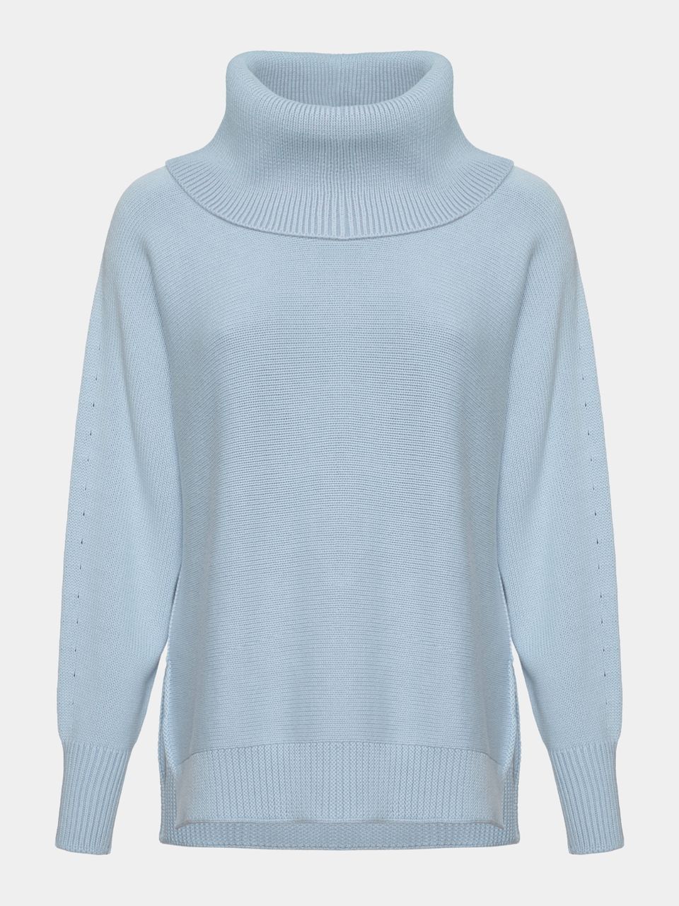 Blusa Ampla Gola Alta Azul Celeste