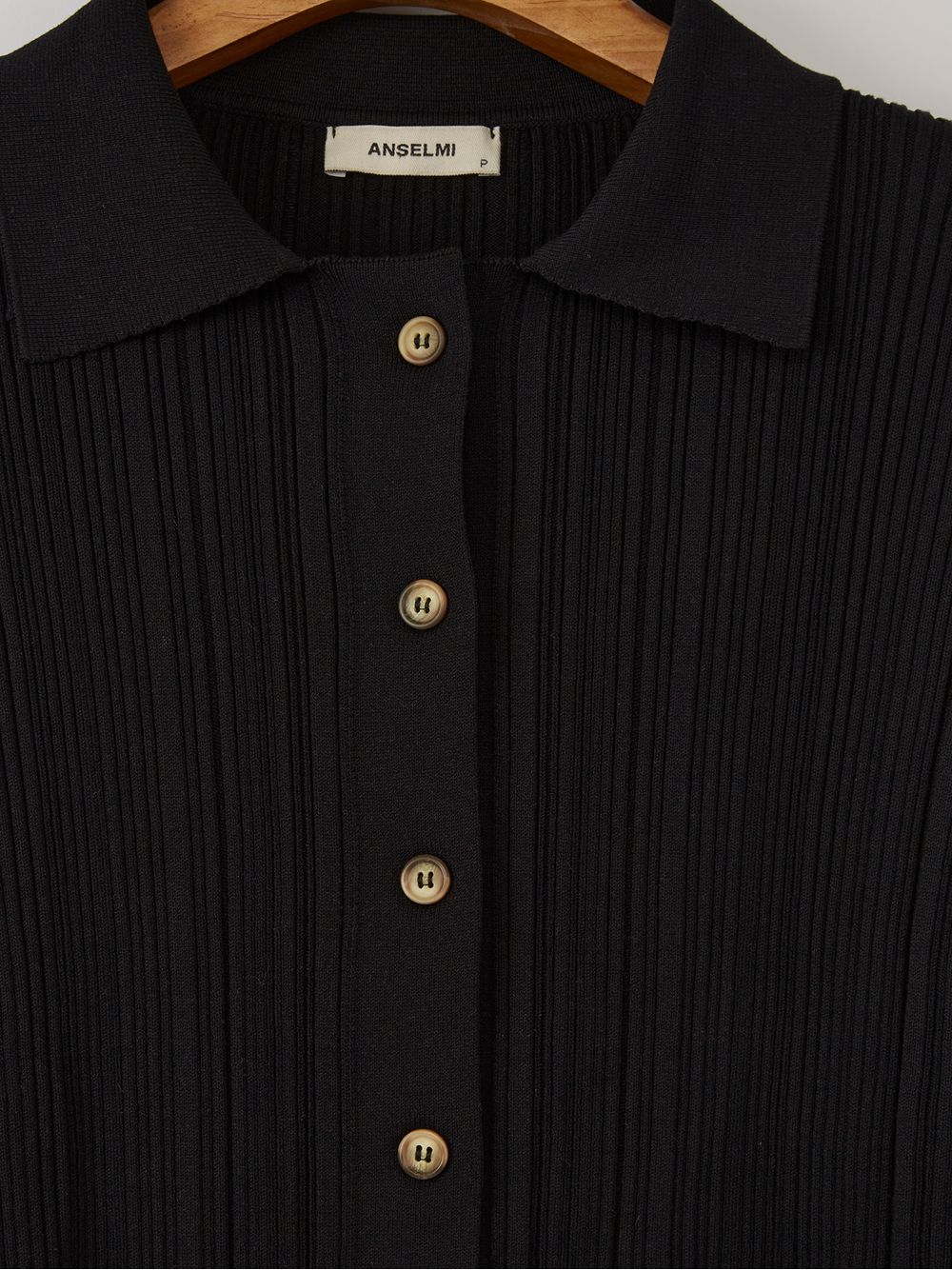 Anselmi — Camisa com Botões Canelada Preto
