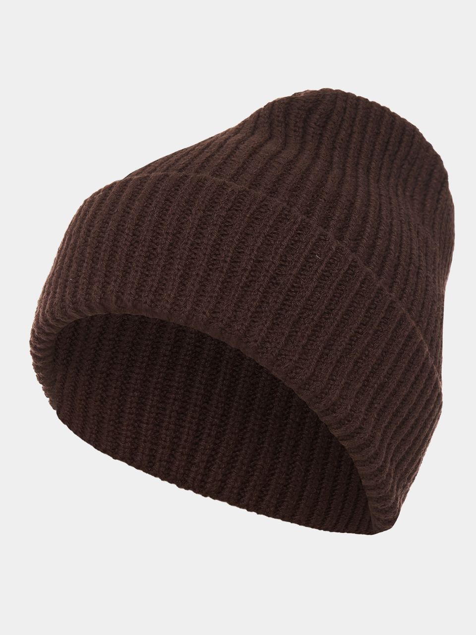 Gorro em Tricô Canelado Chocolate