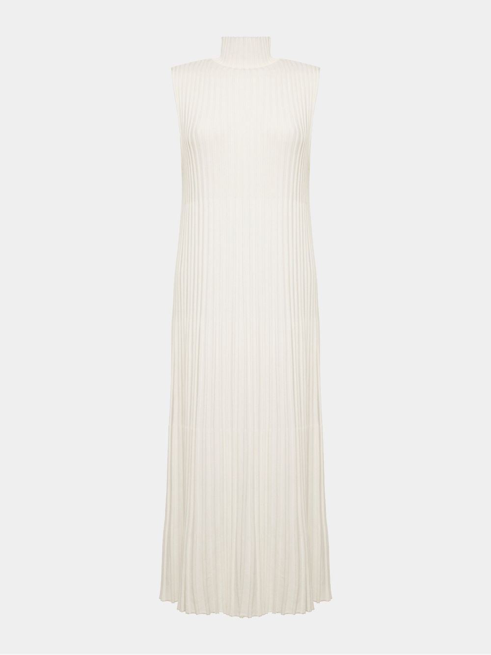 Anselmi — Vestido Plissado Gola Alta Off White