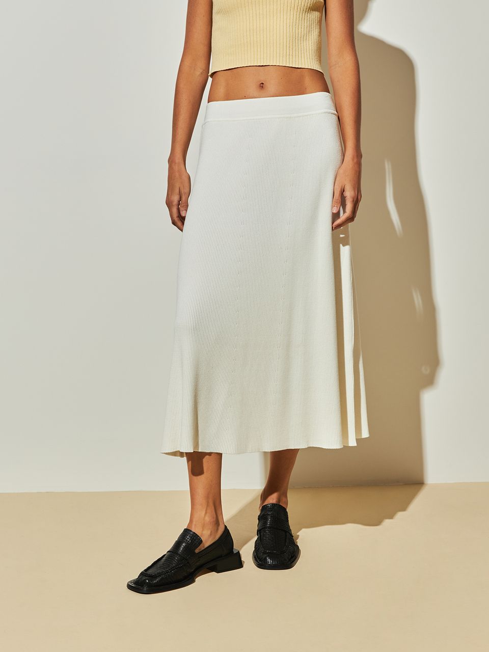 Saia Midi Evasê Off White