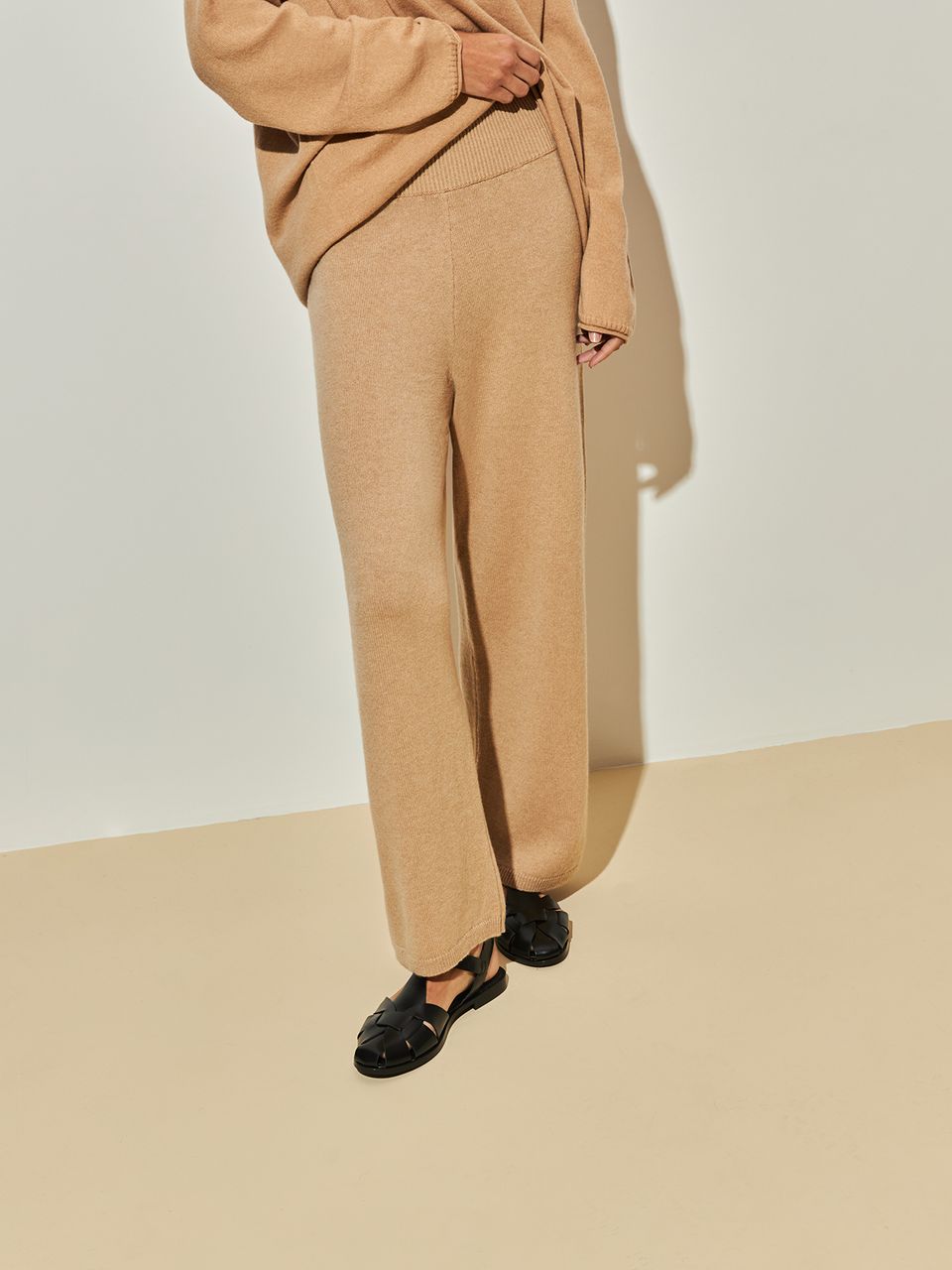 Calça Reta 100% Cashmere Bege