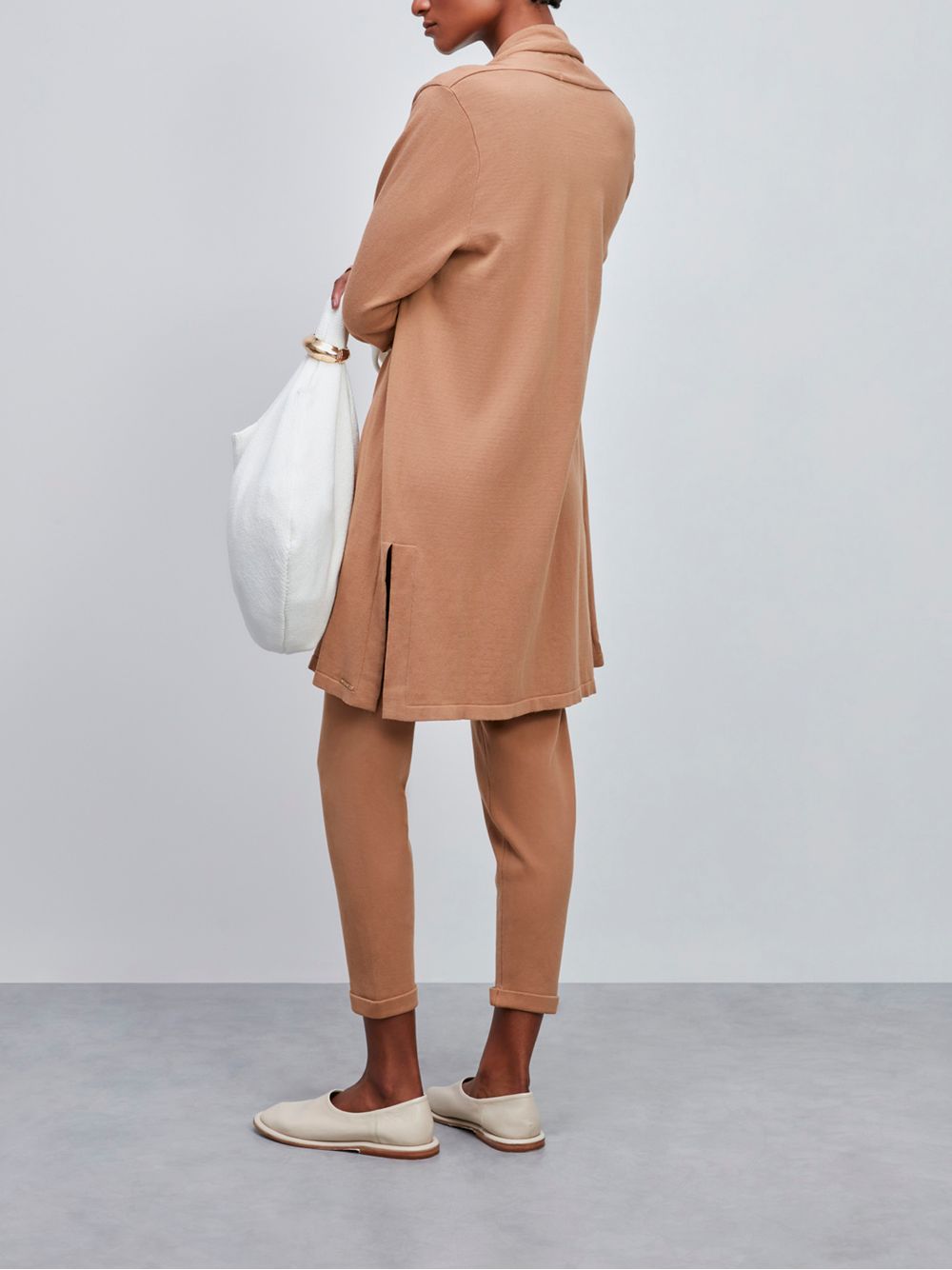 Anselmi — Cardigan Minimal Alongado Camelo