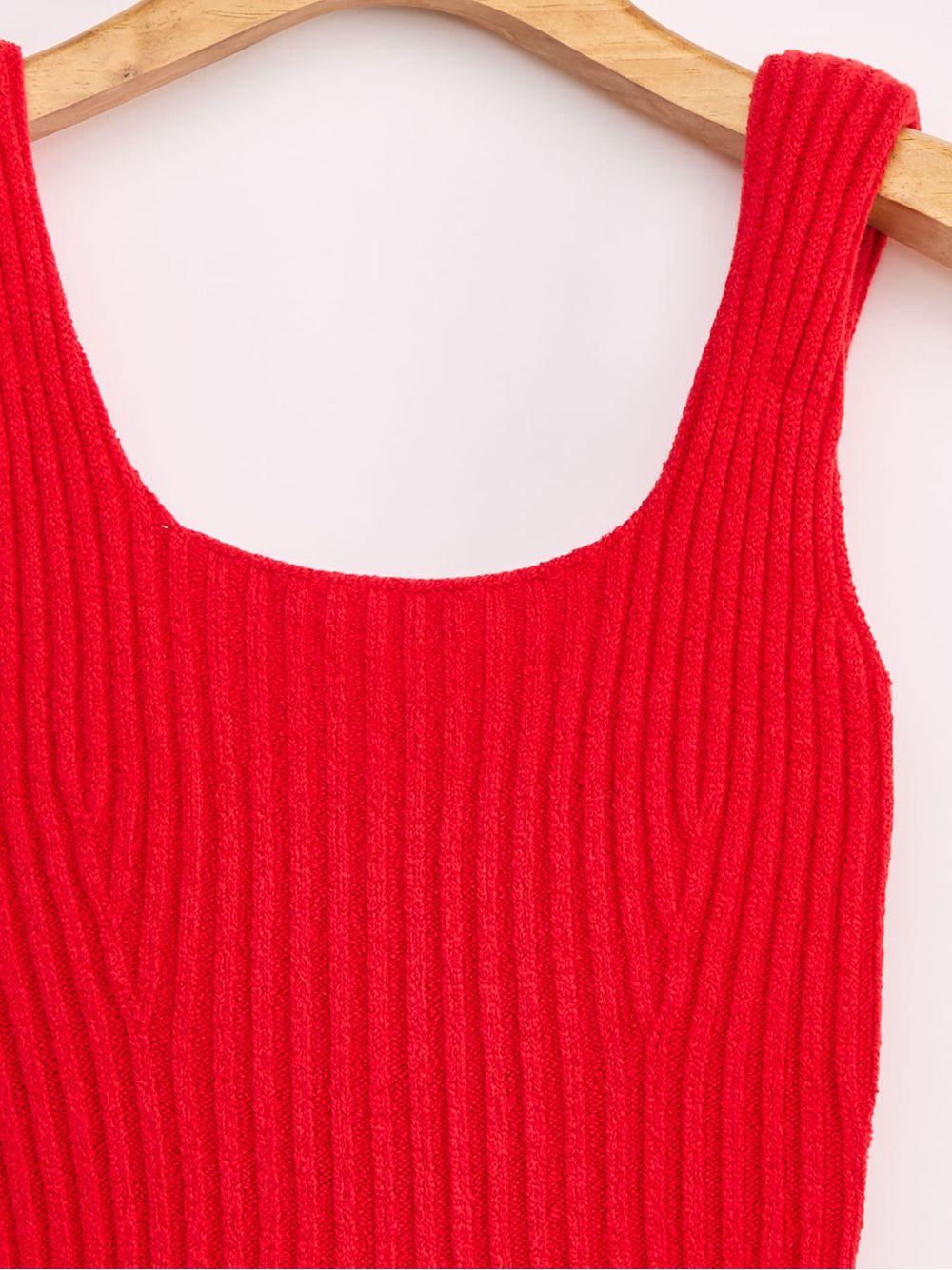 Anselmi — Vestido Midi Canelado Vermelho