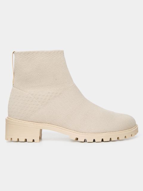 Bota Cano Curto Tricot Bege — Anselmi