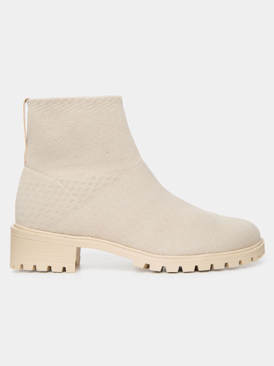 Bota Cano Curto Tricot Bege