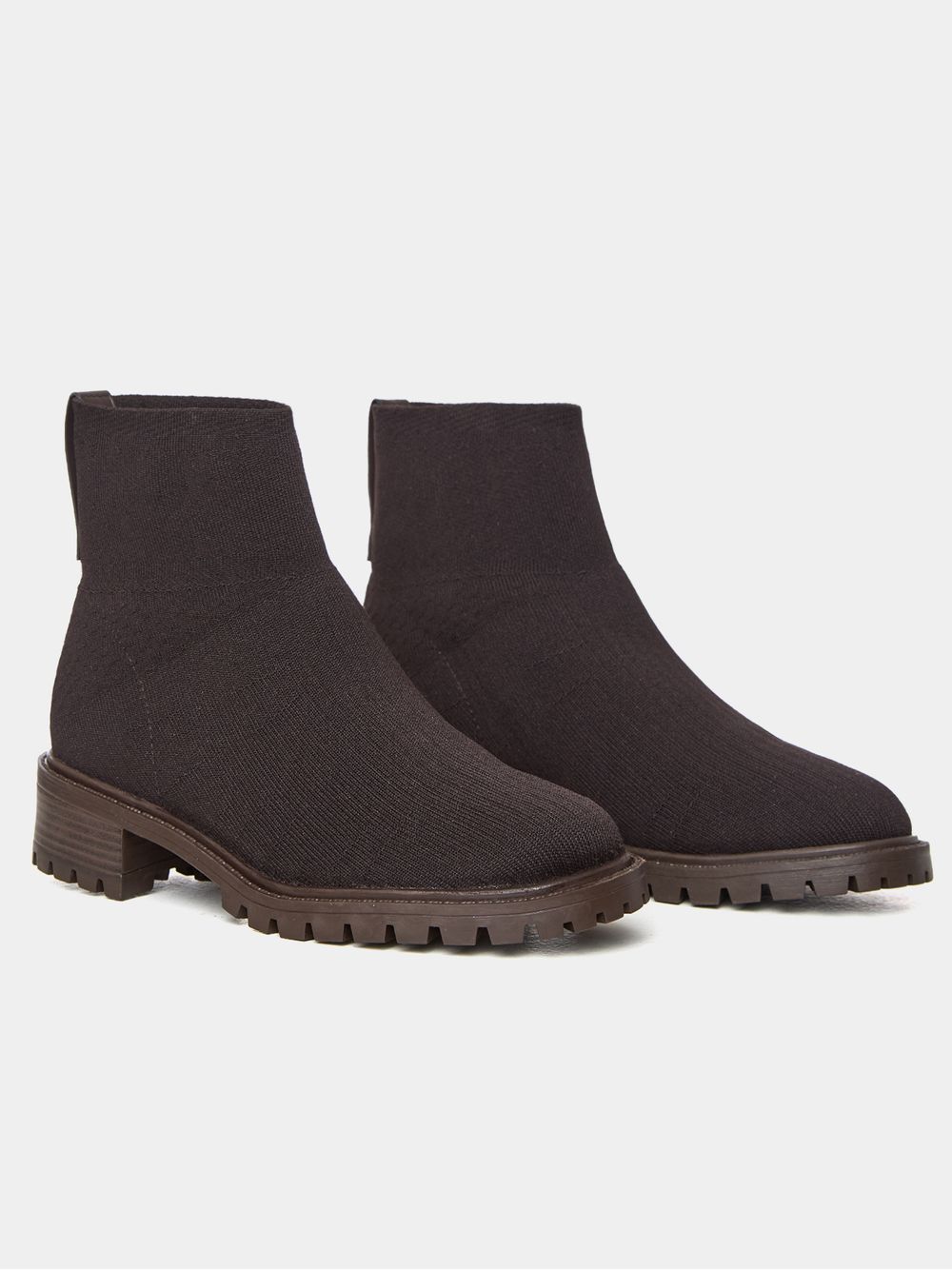 Anselmi — Bota Cano Curto Tricot Chocolate