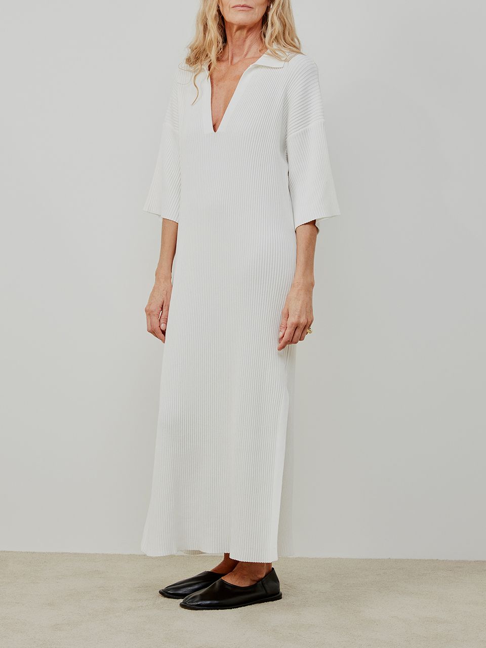 Vestido Reto Gola Polo Off White