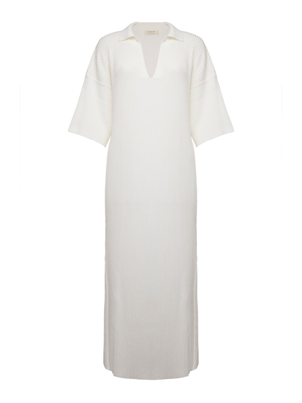 Anselmi — Vestido Reto Gola Polo Off White