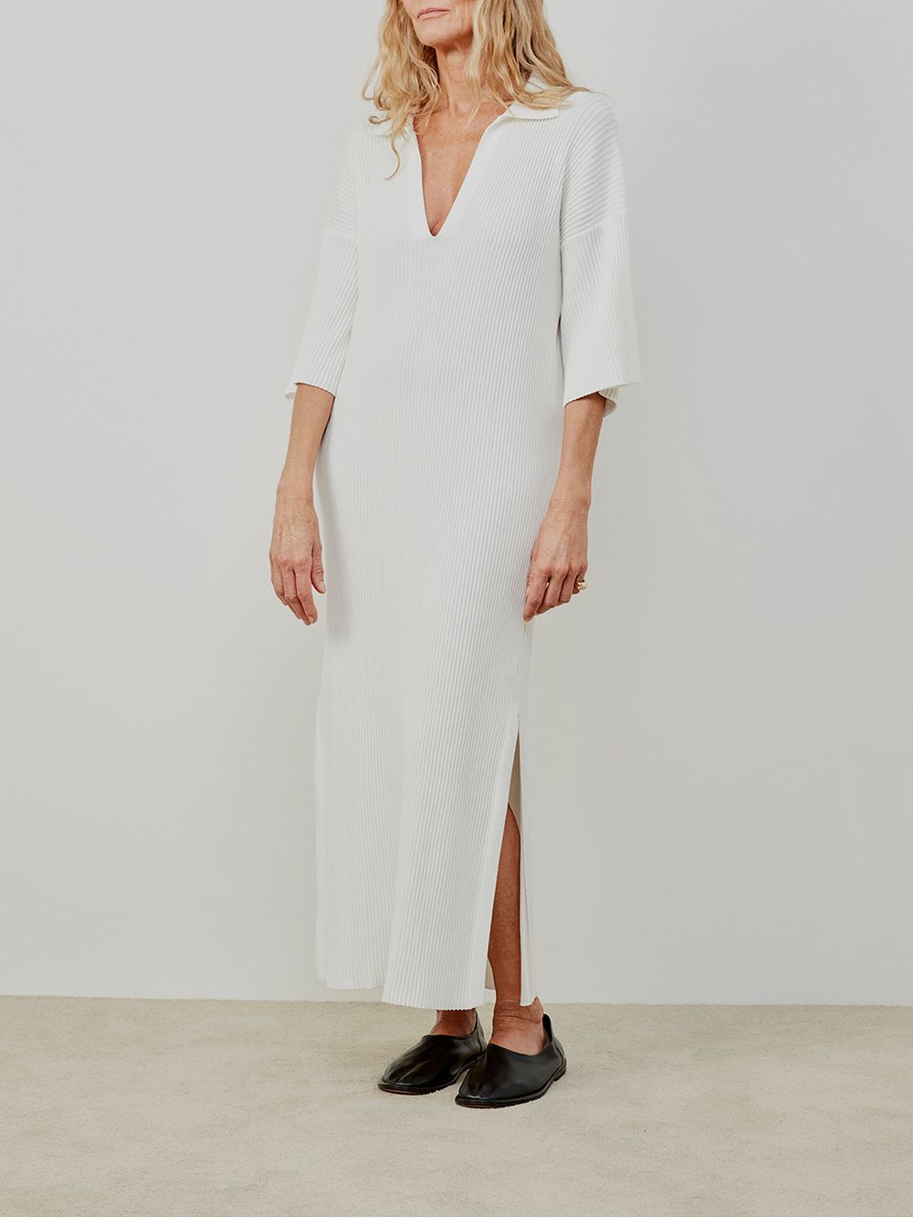 Anselmi — Vestido Reto Gola Polo Off White