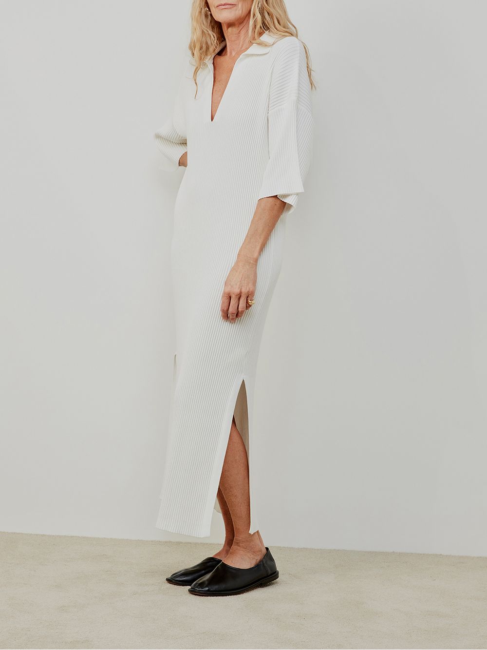 Anselmi — Vestido Reto Gola Polo Off White