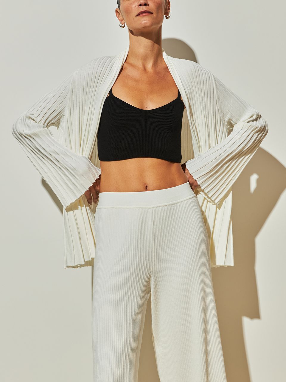 Casaco Curto Plissado Off White