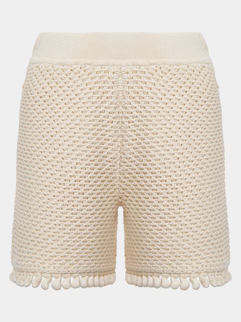 Shorts de Tricô com Trama Vazada Cru — Anselmi