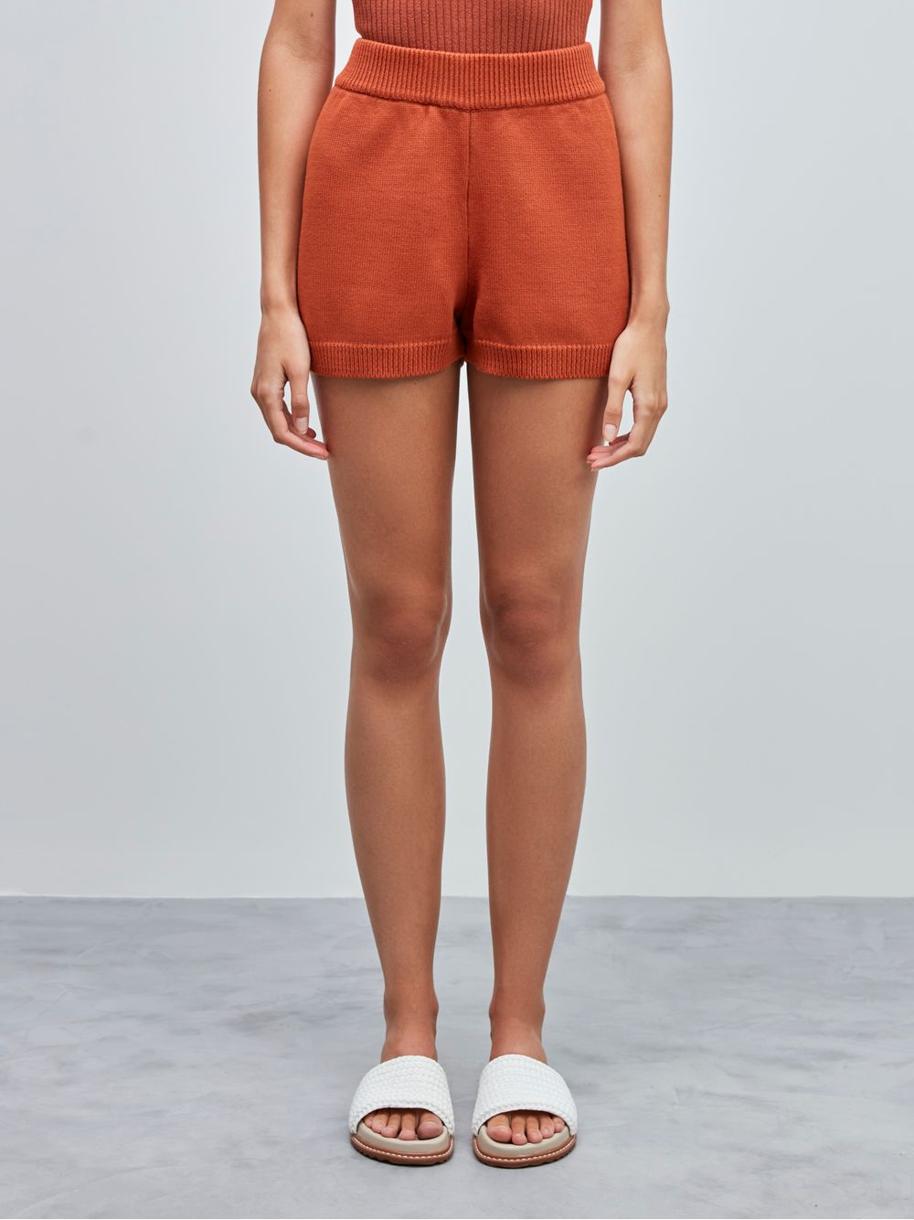 Anselmi — Short Curto em Tricô Terracota