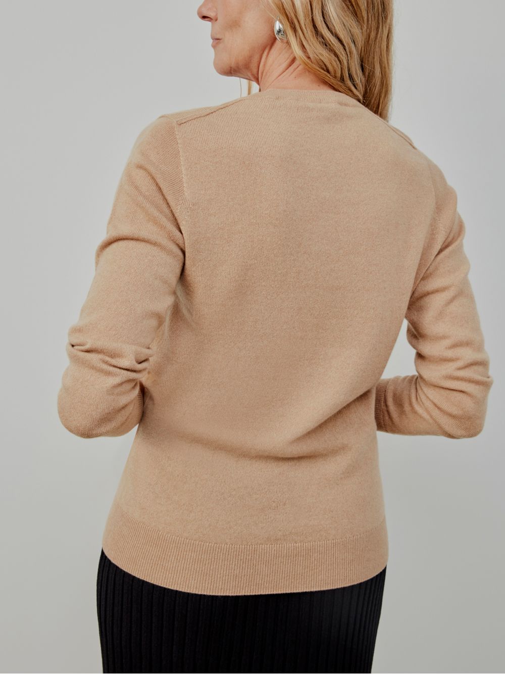 Anselmi — Básica 100% Cashmere Gola V Bege