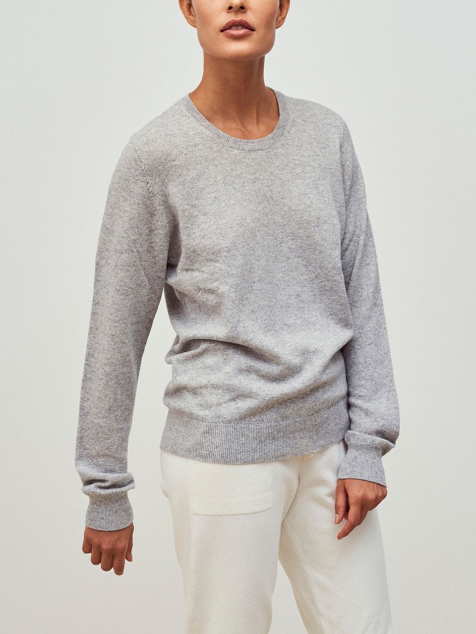 Básica 100% Cashmere Gola Redonda Cinza
