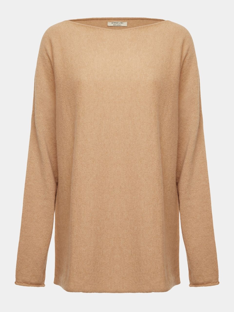 Suéter 100% Cashmere Gola Canoa Camelo