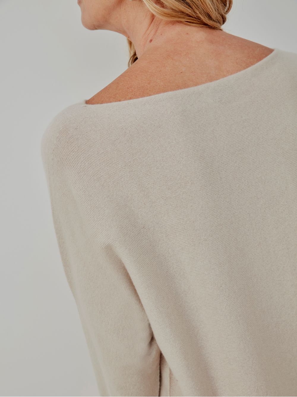Anselmi — Suéter 100% Cashmere Gola Canoa Cru