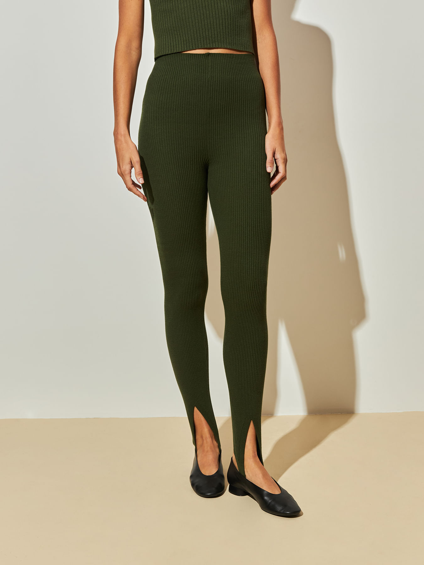 Calça Fuseau Canelada Matcha — Anselmi