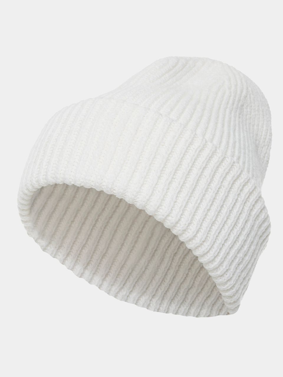 Gorro em Tricô Canelado Off White