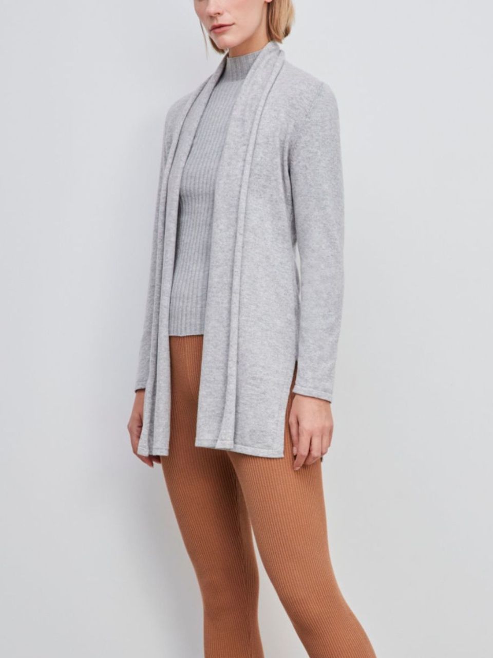 Casaco Cozy 100% Cashmere Italiano Cinza