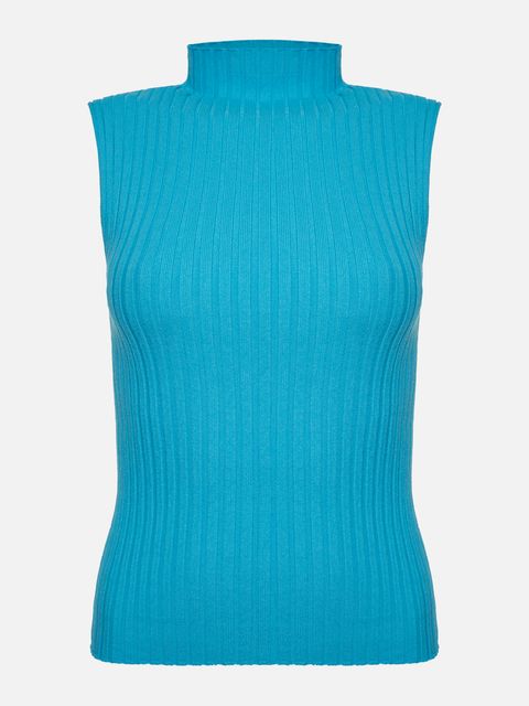 Regata Canelada Gola Chaminé Azul — Anselmi