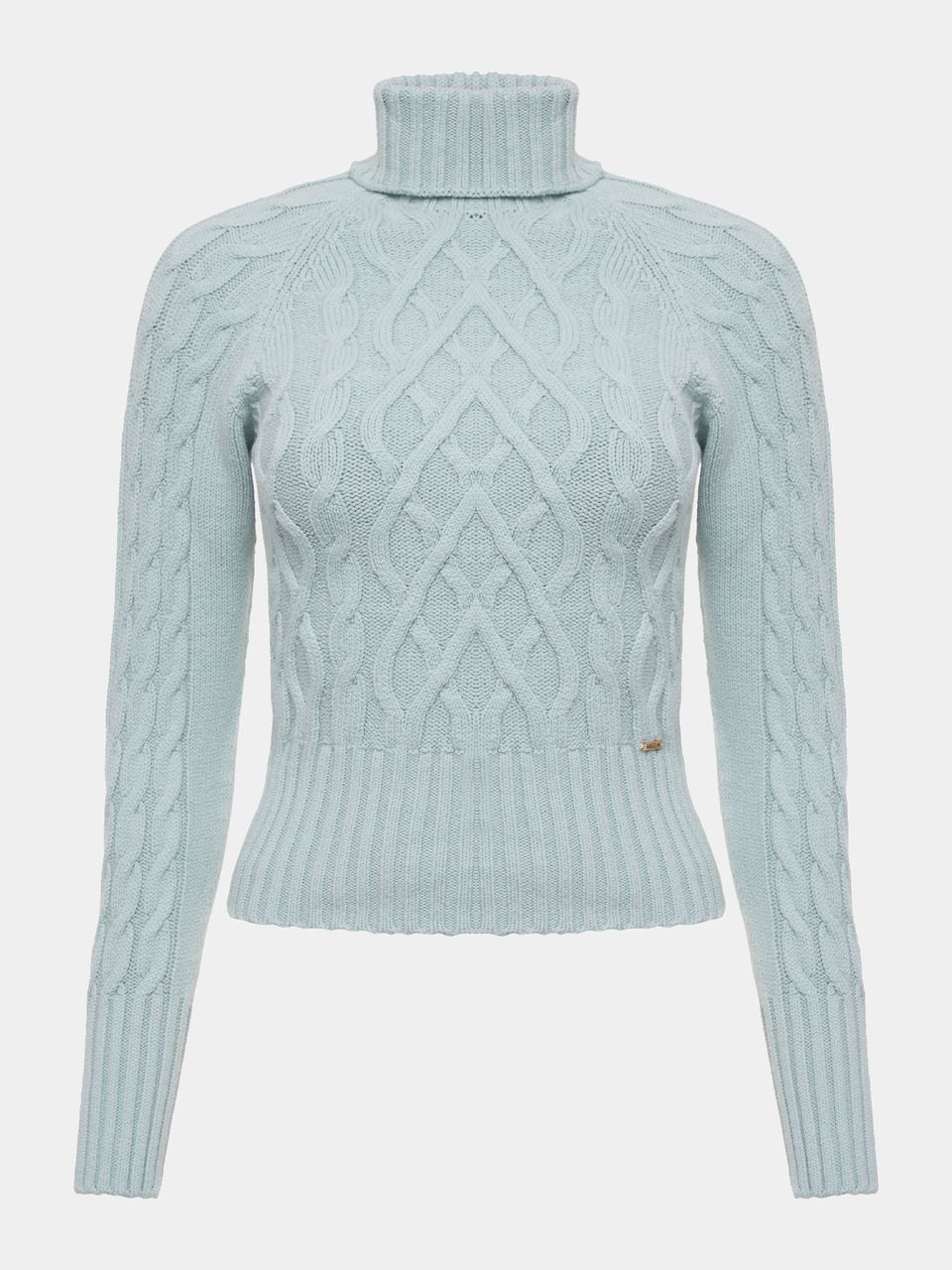 Blusa Mix de Tramas com Gola Alta Verde Água