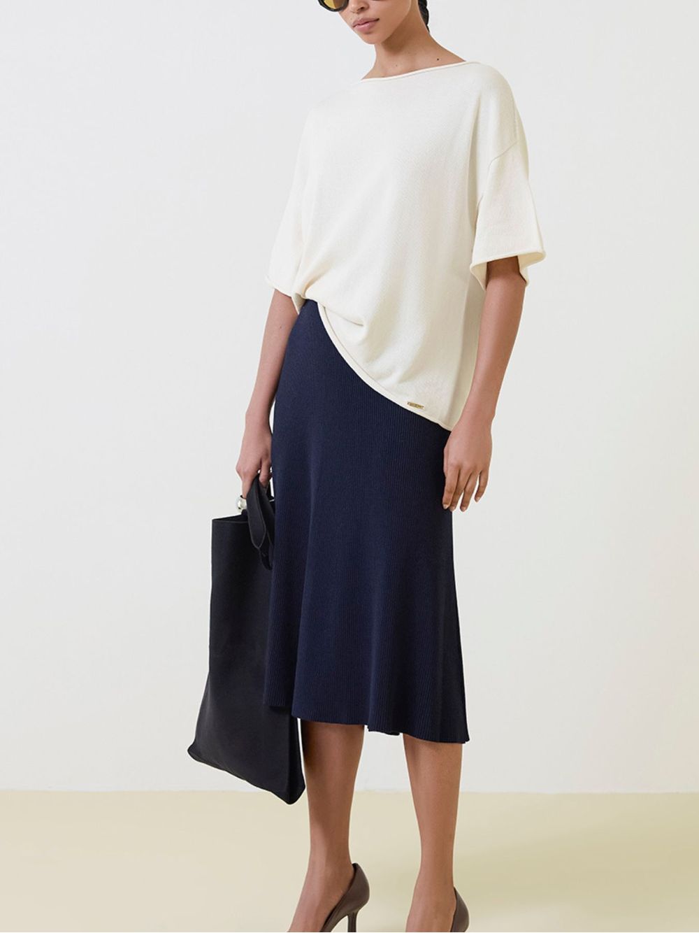 Anselmi — Blusa Básica Decote Canoa Cru