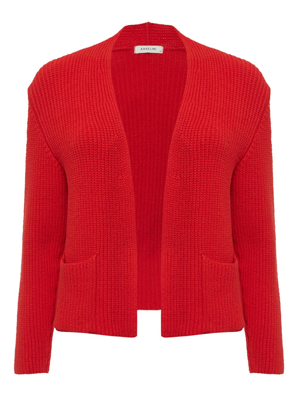 Anselmi — Cardigan Curto com Bolsos Vermelho