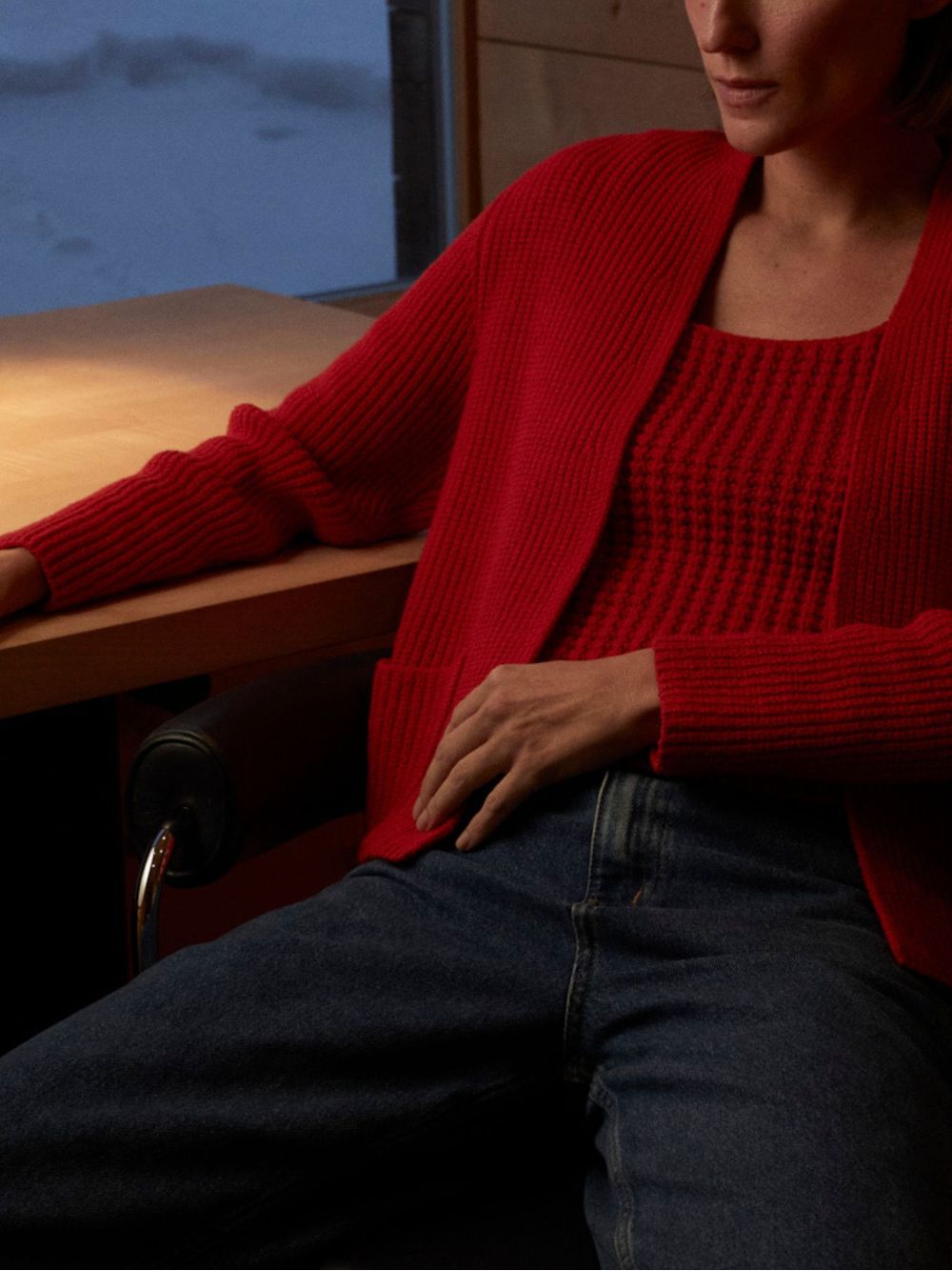 Anselmi — Cardigan Curto com Bolsos Vermelho