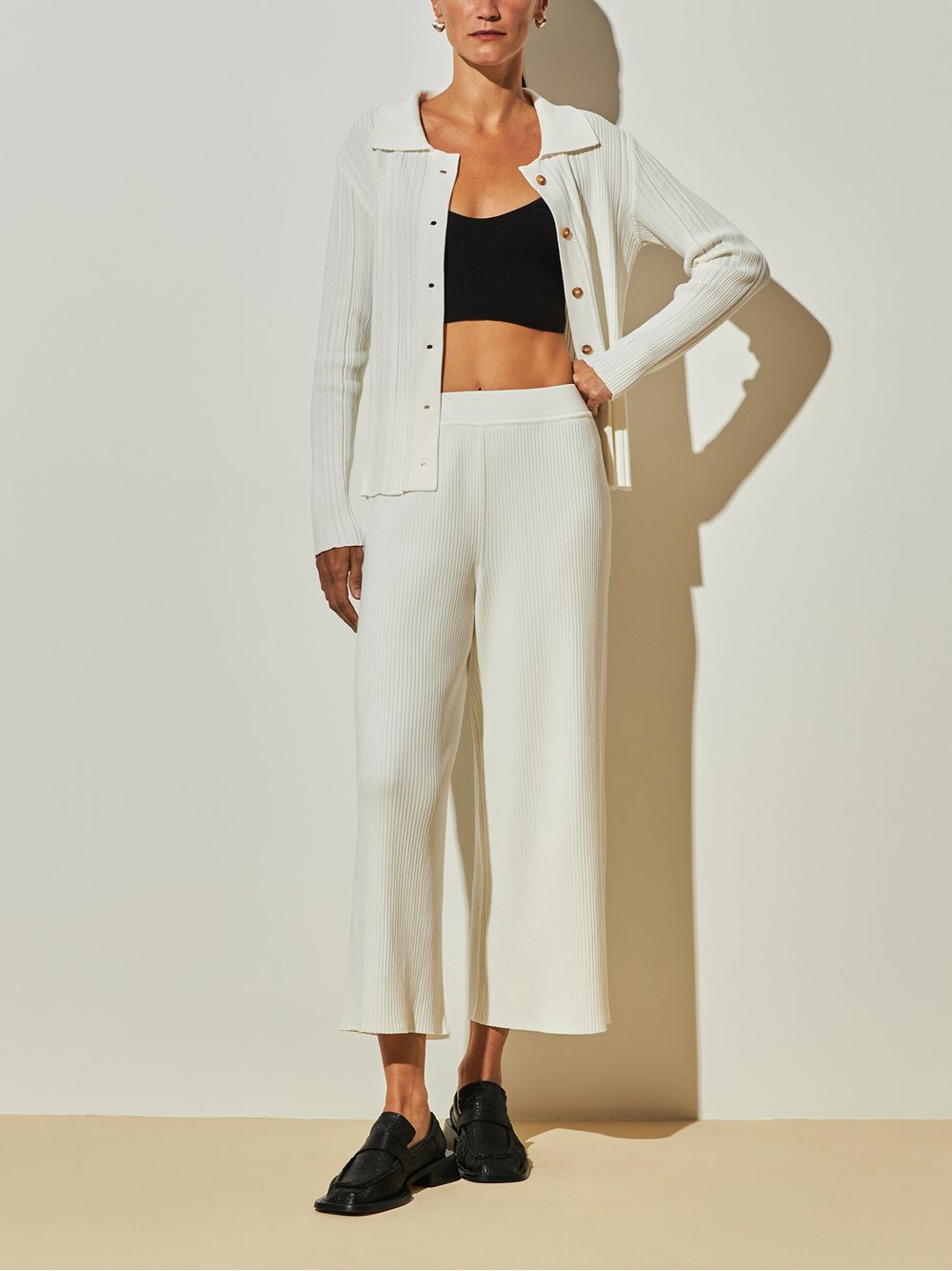 Anselmi — Camisa com Botões Canelada Off white
