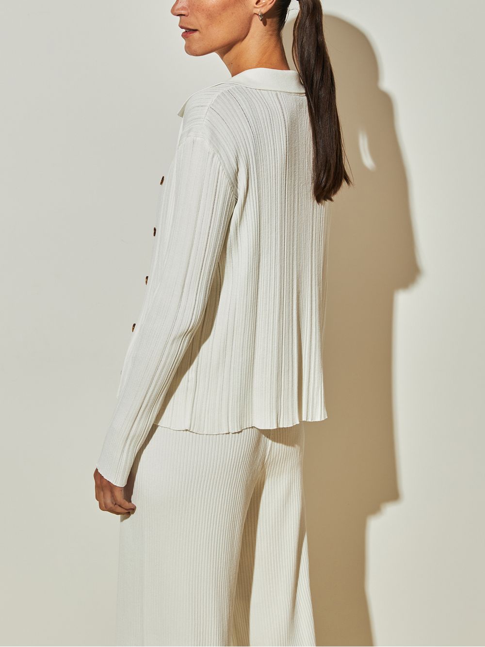 Anselmi — Camisa com Botões Canelada Off white