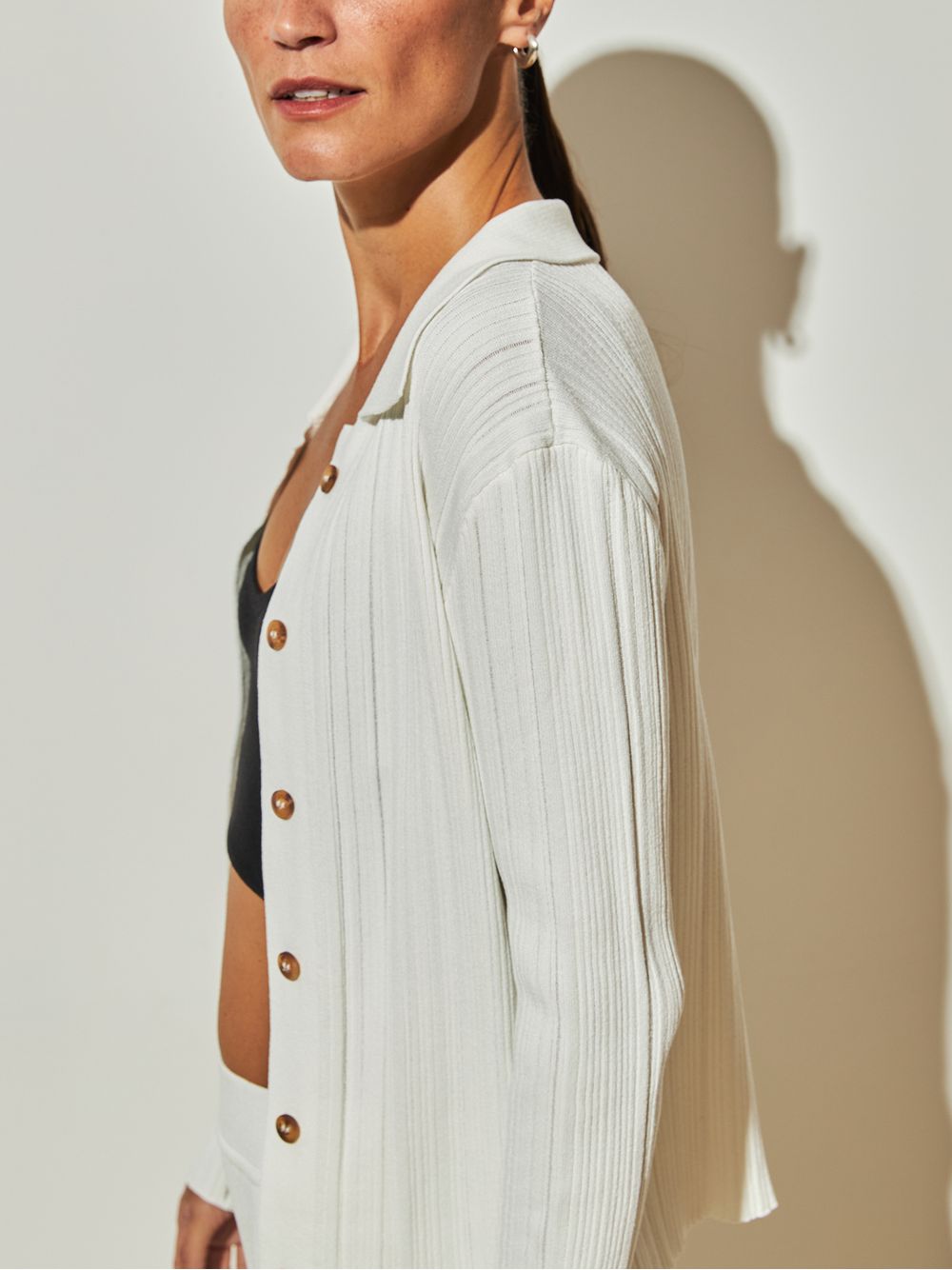 Anselmi — Camisa com Botões Canelada Off white