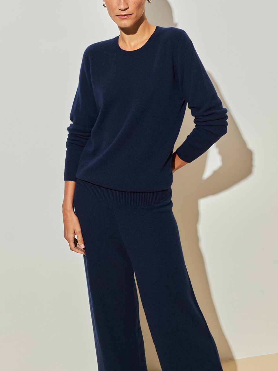Básica 100% Cashmere Gola Redonda Marinho