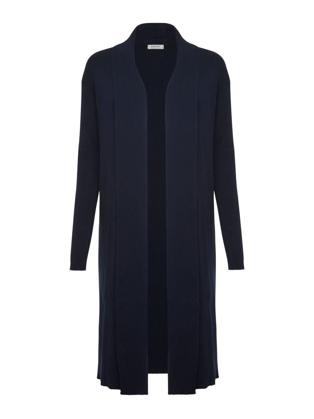 Anselmi — Cardigan Alongado com Fendas Azul Meia Noite
