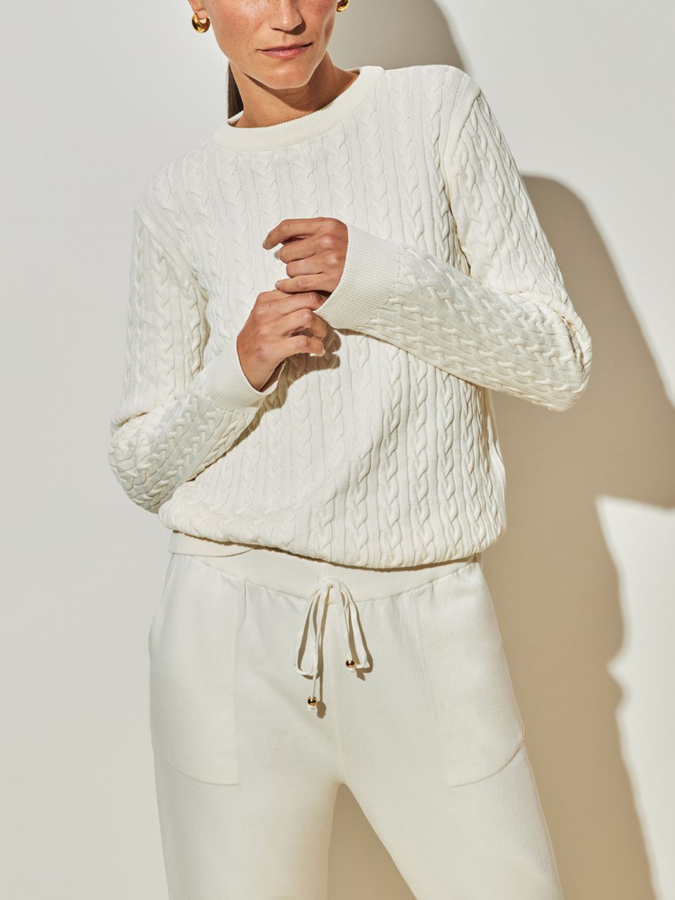 Suéter Básico Tranças Off White