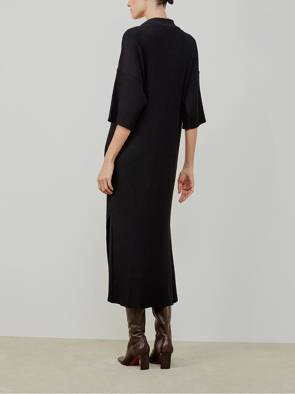 Anselmi — Vestido Reto Gola Polo Preto