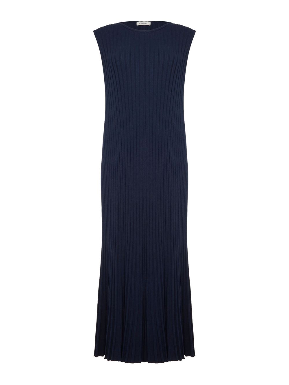 Anselmi — Vestido Midi Plissado Azul Meia Noite