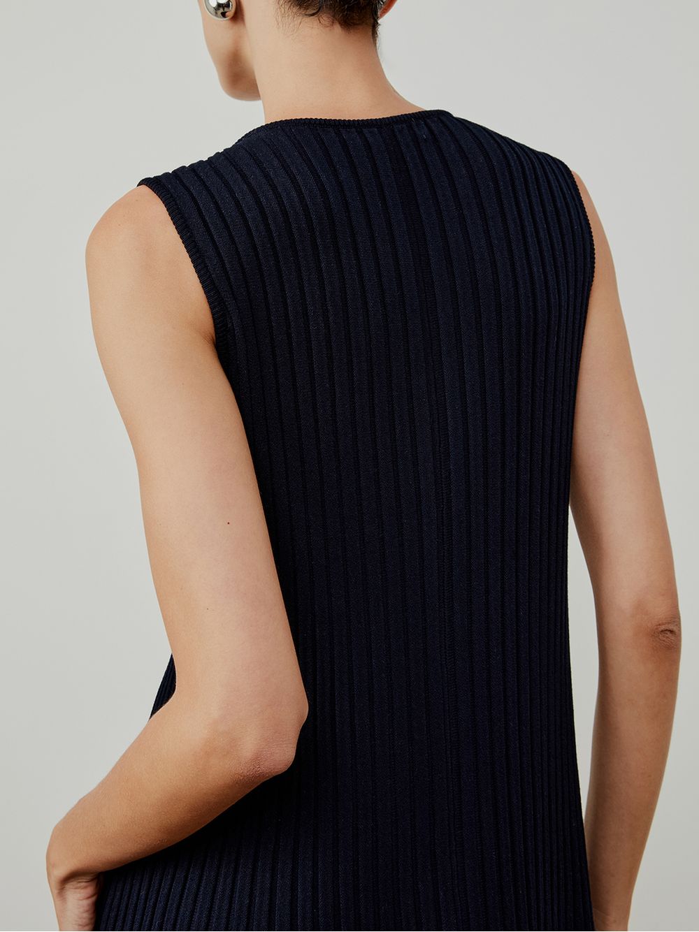 Anselmi — Vestido Midi Plissado Azul Meia Noite