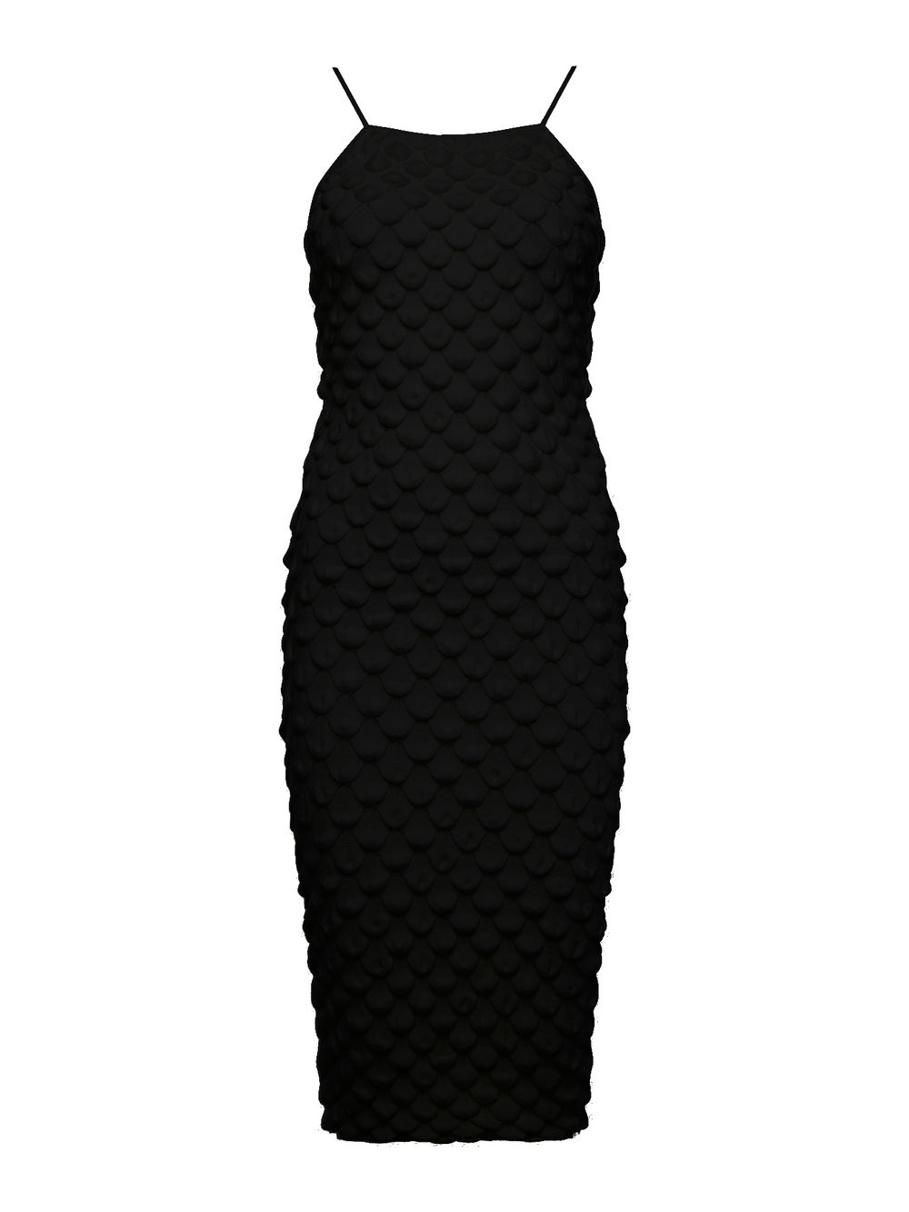 Anselmi — Vestido Midi Escamas Preto