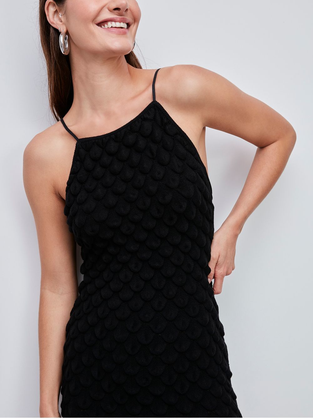 Anselmi — Vestido Midi Escamas Preto