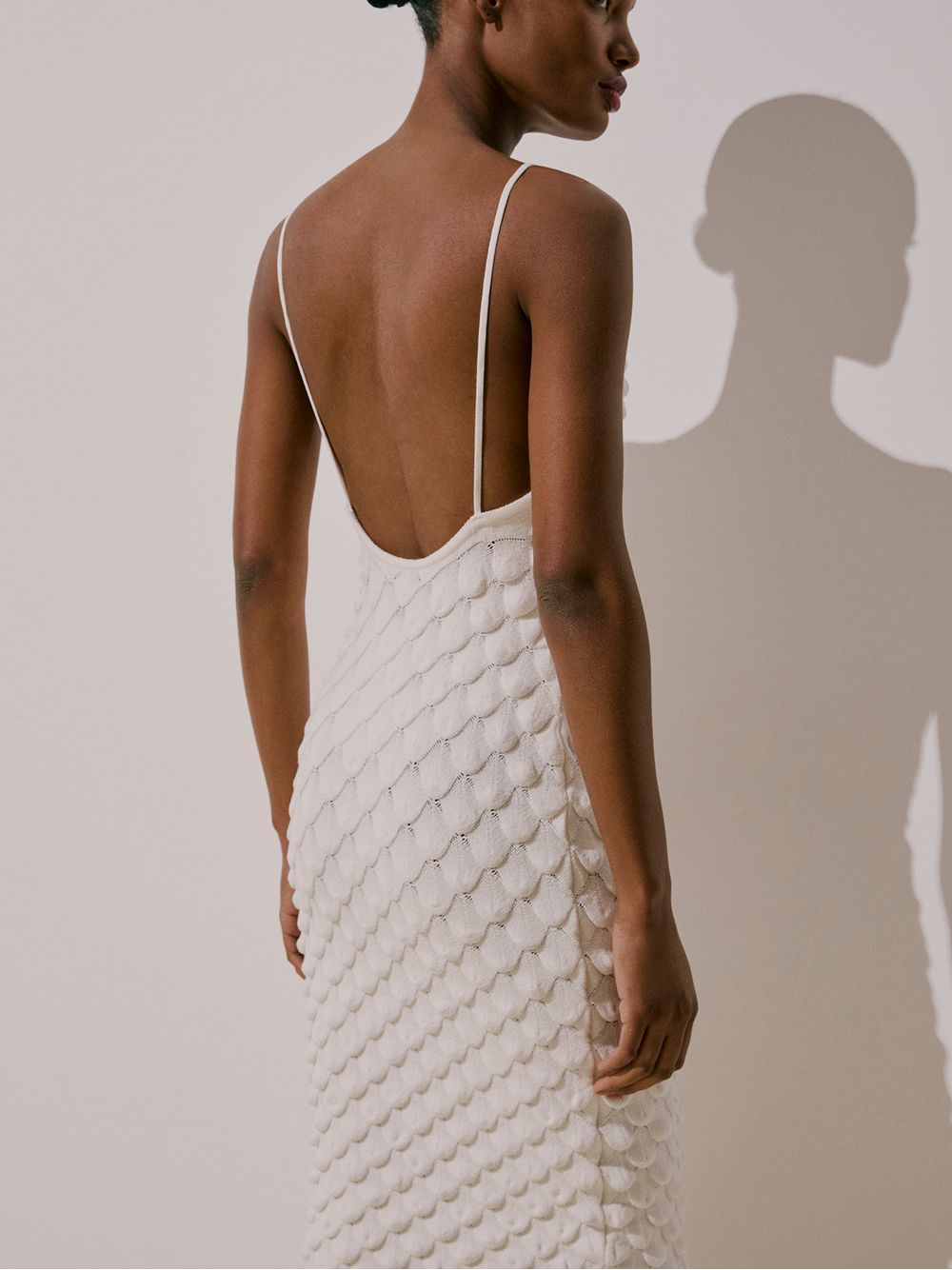 Anselmi — Vestido Midi Escamas Off White