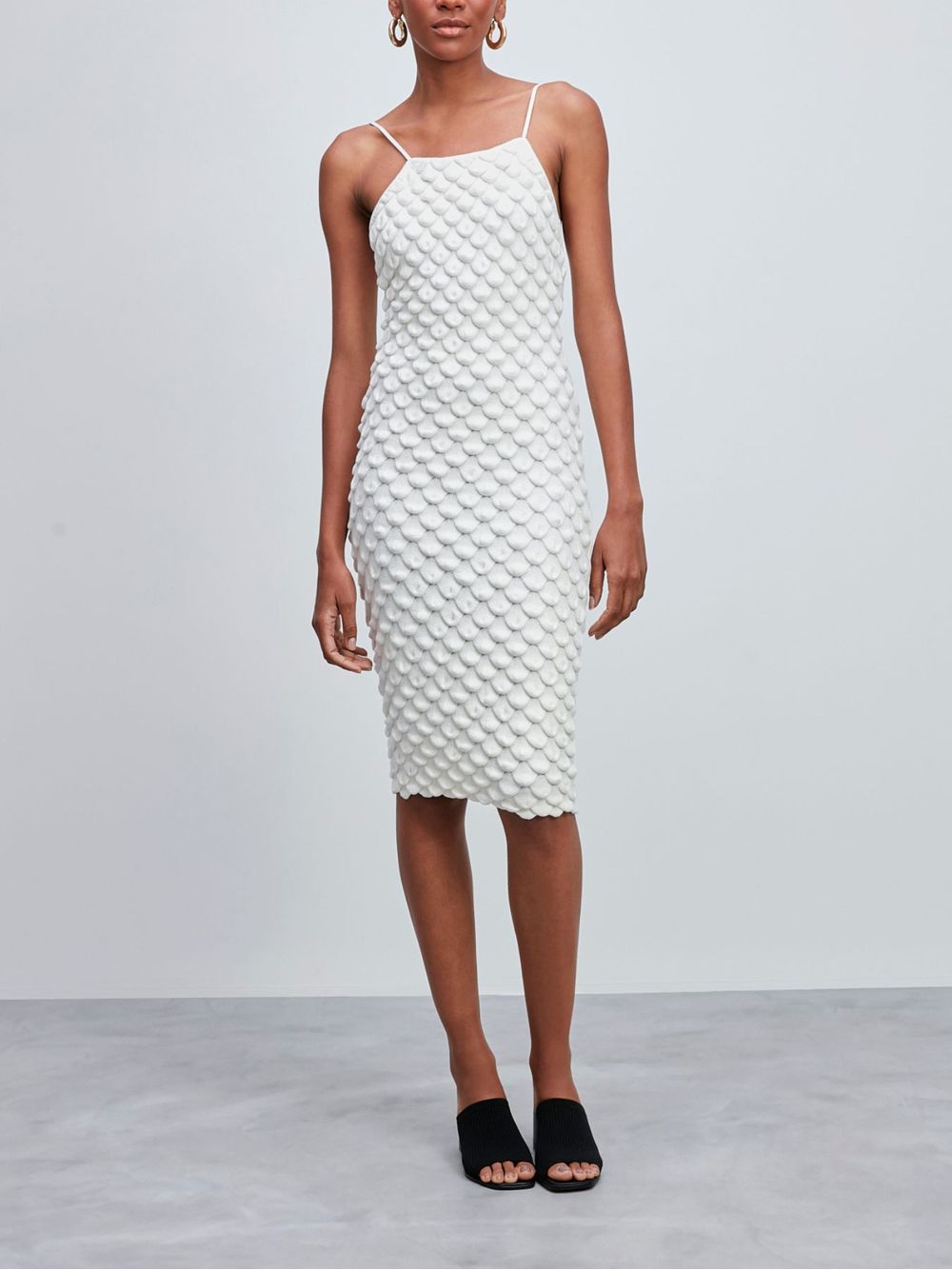 Anselmi — Vestido Midi Escamas Off White