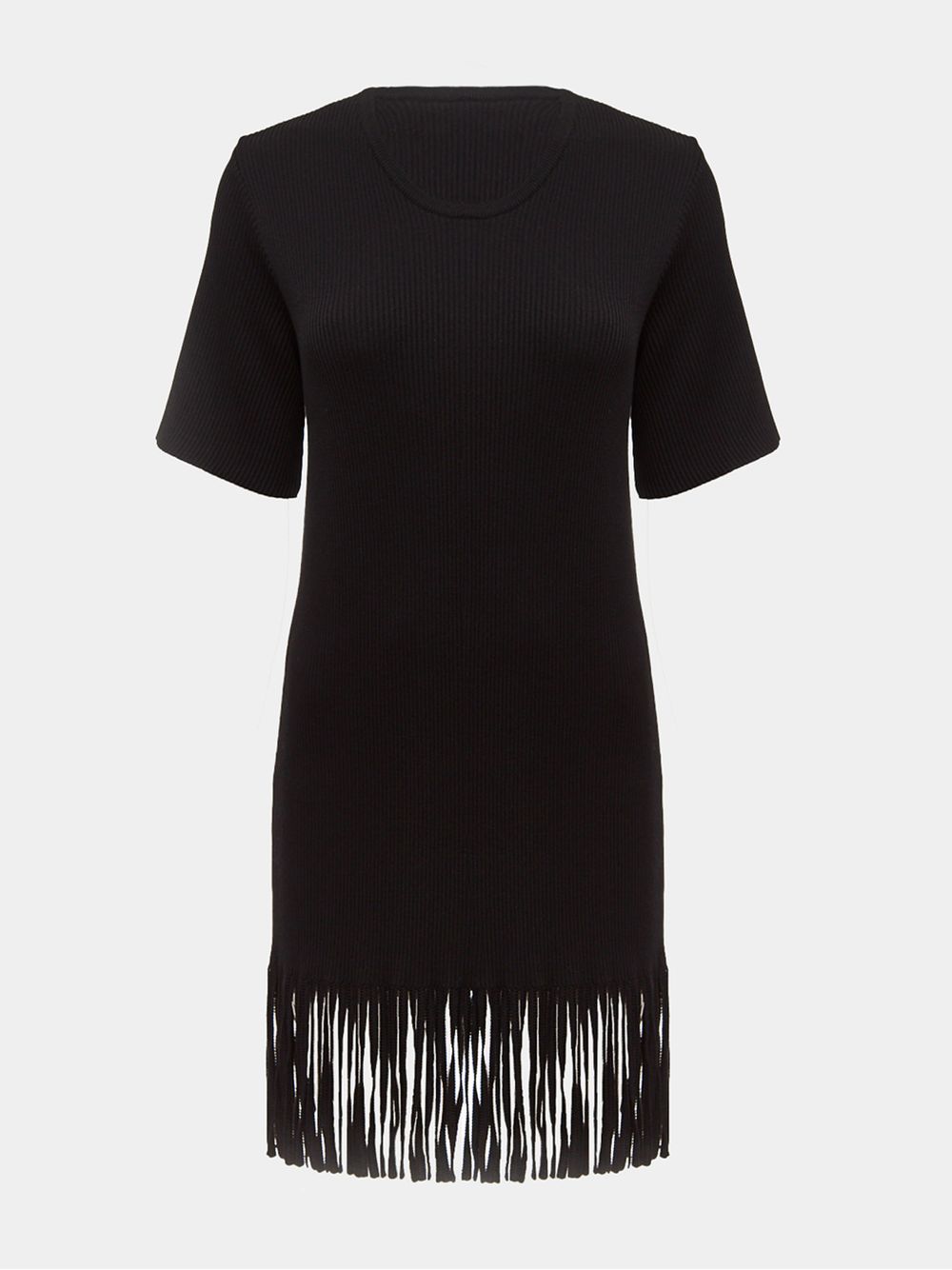 Anselmi — Vestido Canelado Franjas Preto