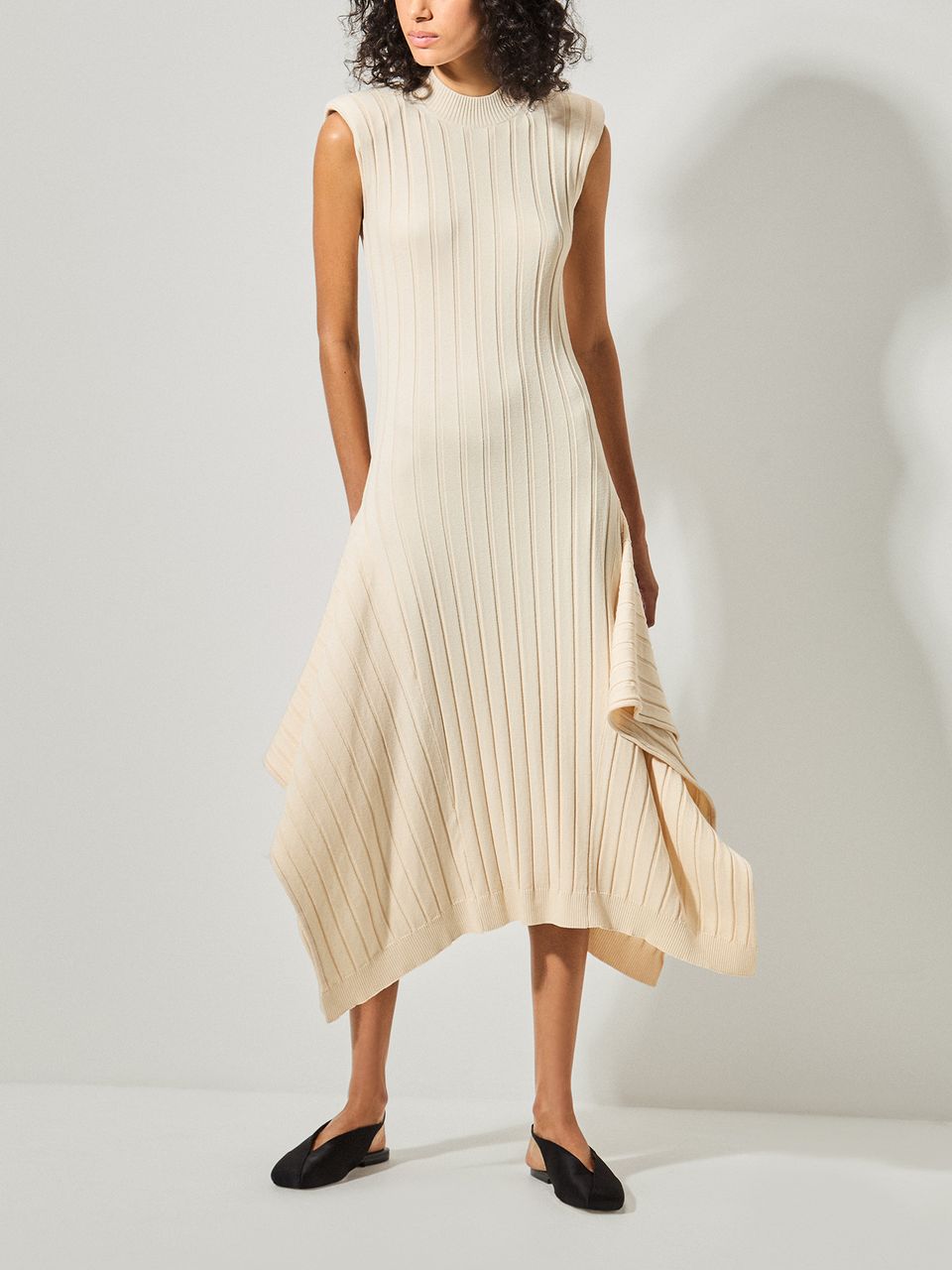Vestido Regata Efeito Plissado Cru