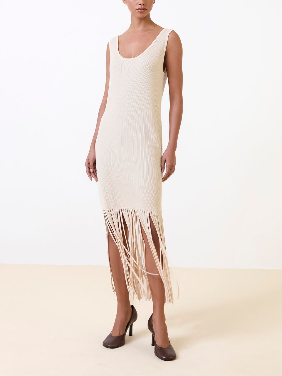 Vestido Franjas Cru