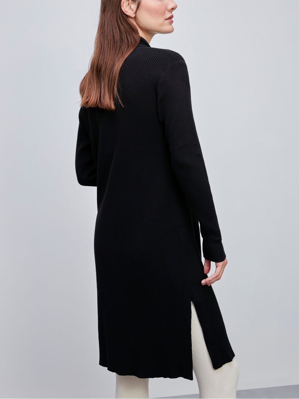 Anselmi — Cardigan Alongado com Fendas Preto