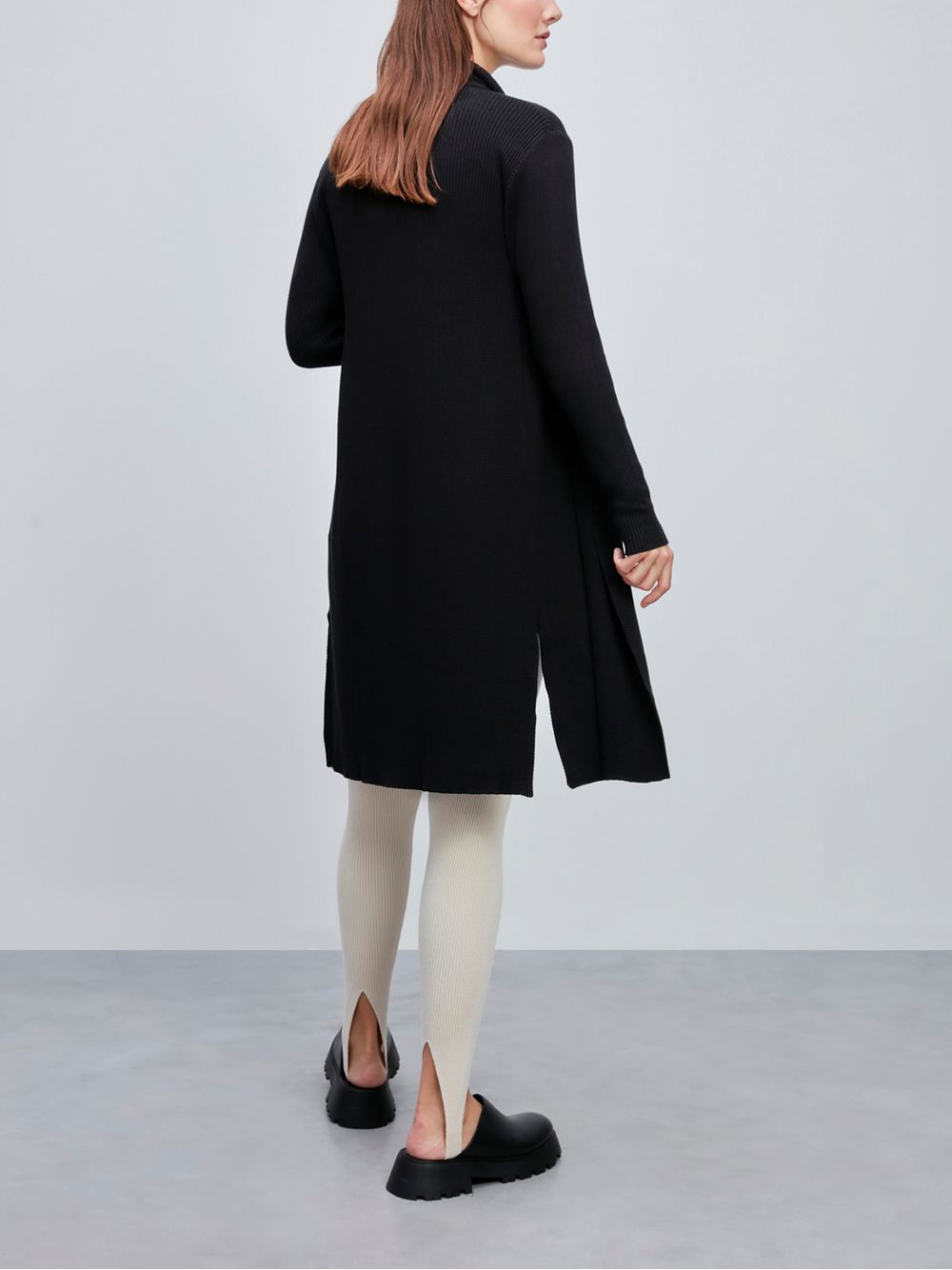 Anselmi — Cardigan Alongado com Fendas Preto
