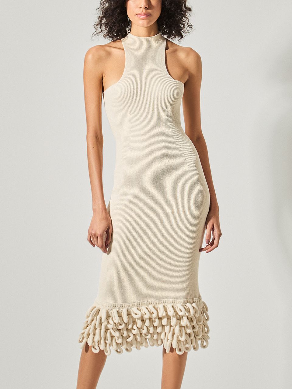 Vestido Midi com Franjas Cru