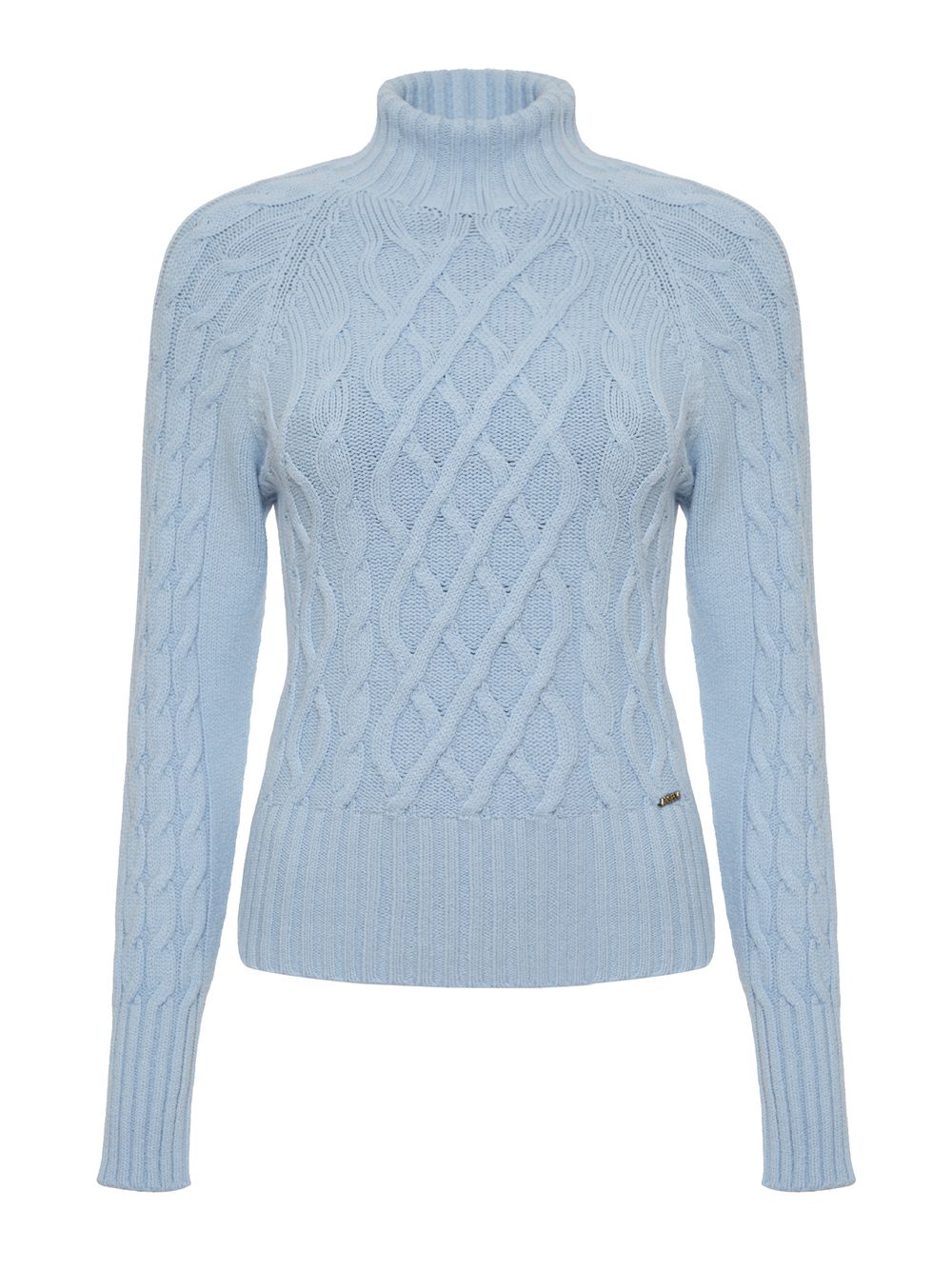 Anselmi — Blusa Mix de Tramas com Gola Alta Azul Celeste